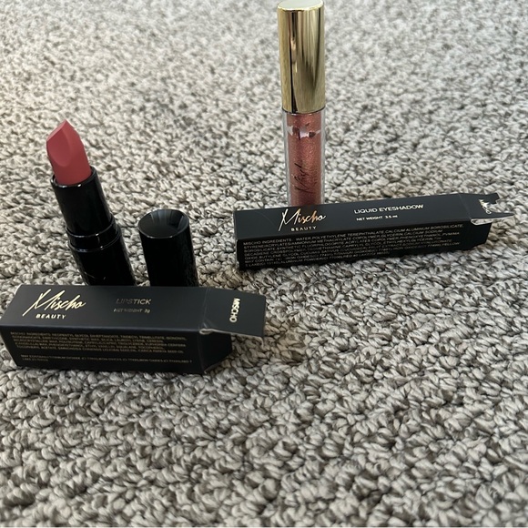 NEW WITH BOXES- Mischo Nude Rose Lipstick and Rose Gold Liquid Eyeshadow Set - Picture 1 of 6